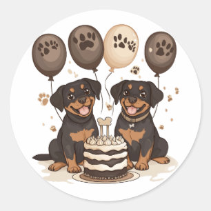Gelukkige Verjaardag Rottweiler Honden Ronde Sticker