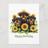 Gelukkige Verjaardag Rottweiler Honden Zonnebloeme Briefkaart (Voorkant)
