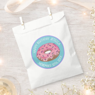 Gelukkige Verjaardag Roze Donut Doughnut Dag Meisj Bedankzakje