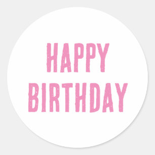 Gelukkige Verjaardag Roze Girly Custom Kleur 2025 Ronde Sticker