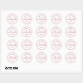 Gelukkige Verjaardag Roze Glitter Script Witte Str Ronde Sticker (Vel)