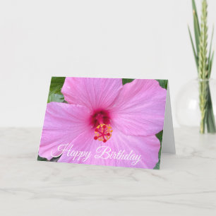 Gelukkige verjaardag Roze Hibiscus Bloem Kaart