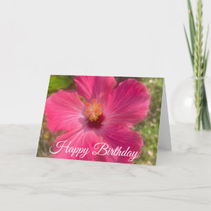 Gelukkige verjaardag Roze Hibiscus Bloem Kaart