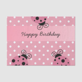 Gelukkige Verjaardag Roze Ladybug Polka Dot Tissue Tissuepapier