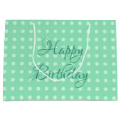 Gelukkige Verjaardag Rustieke Polka Dots Mint Groe Groot Cadeauzakje (Voorkant)