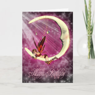 Gelukkige verjaardag Schattige januari Moon Fairy Kaart