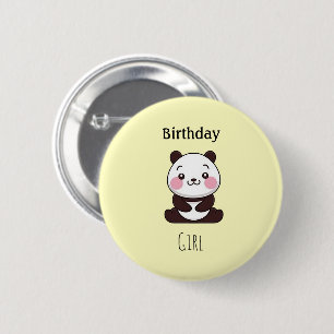 Gelukkige verjaardag schattige pandabeer geel ronde button 5,7 cm