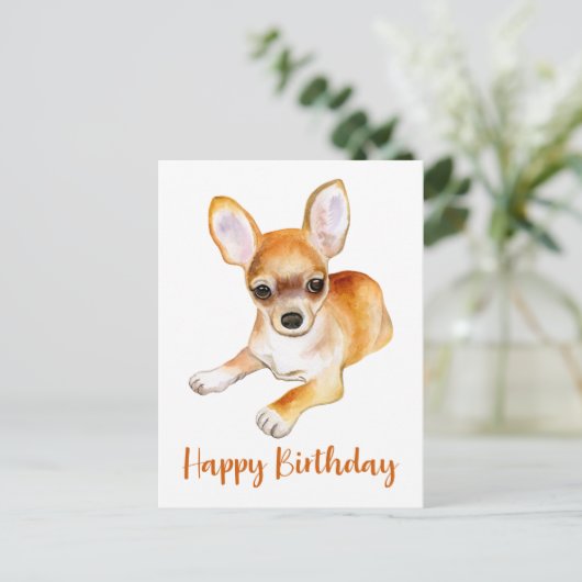 Gelukkige Verjaardag Schattigee Chihuahua Puppy Do Briefkaart (Staand voorkant)