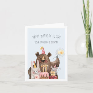 Gelukkige verjaardag   Schattigee Kinder feestdier Kaart