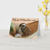 Gelukkige Verjaardag Schattigee Luiaard Kaart (Gele Bloem)