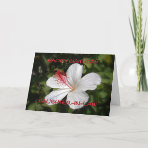 Gelukkige Verjaardag schoondochter Witte Hibiscus  Kaart