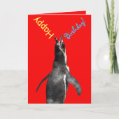 Gelukkige verjaardag! Schreeuwende Penguin Funny C Kaart (Voorkant)