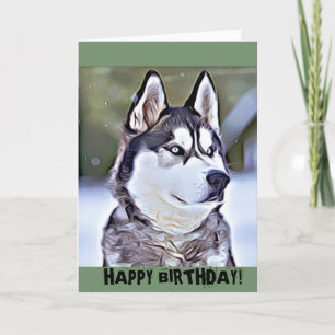 Gelukkige verjaardag Siberische Husky Digital Pain Kaart
