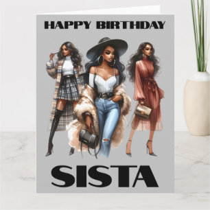 Gelukkige Verjaardag Sista Zwart Meisje Magisch Me Kaart