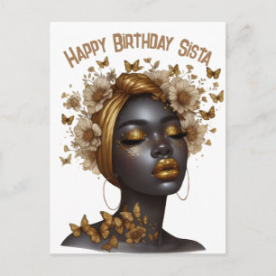 Gelukkige Verjaardag Sista zwart meisje magische m Feestdagenkaart