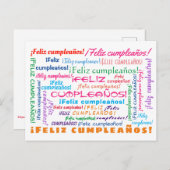 Gelukkige verjaardag Spanish Happy Birthday Word C Briefkaart (Voorkant / Achterkant)