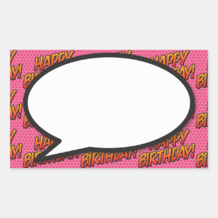 Gelukkige Verjaardag Speech Bubble Leuk Retro Stri Rechthoekige Sticker