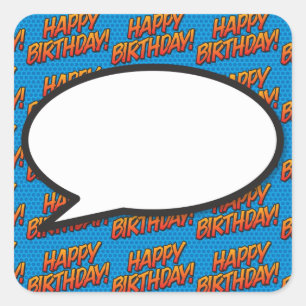 Gelukkige Verjaardag Spraakballon Leuk Retro Strip Vierkante Sticker