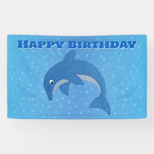 Gelukkige Verjaardag Springen Sparkle Als Blauwe D Spandoek (Horizontaal)