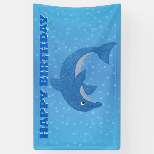 Gelukkige Verjaardag Springen Sparkle Als Blauwe D Spandoek (Verticaal)