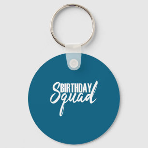 Gelukkige verjaardag squad feest witte cadeau sleutelhanger