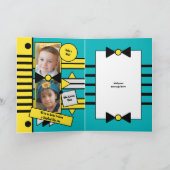 Gelukkige Verjaardag Stap Papa geel turquoise foto Kaart (Binnen)