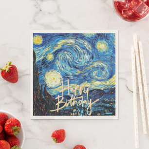 Gelukkige verjaardag, Starry Night kunstwerk, Servet