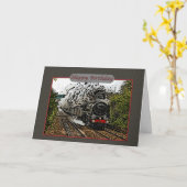Gelukkige Verjaardag Steam Engine Illustratie Kaart (Gele Bloem)