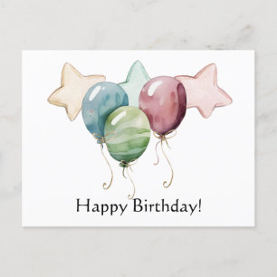 Gelukkige Verjaardag Sterren en Ballonnen Briefkaart