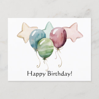 Gelukkige Verjaardag Sterren en Ballonnen Briefkaart