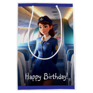 Gelukkige verjaardag stewardess medium cadeauzakje