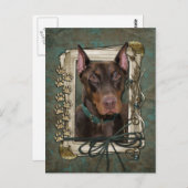 Gelukkige Verjaardag - Stone Paws - Doberman - Roc Briefkaart (Voorkant / Achterkant)