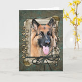 Gelukkige Verjaardag - Stone Paws Duitse Herder Ka Kaart (Gele Bloem)