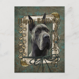 Gelukkige Verjaardag - Stone Paws - Great Dane - G Briefkaart