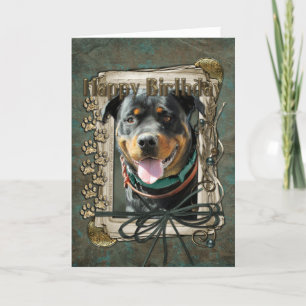Gelukkige Verjaardag - Stone Paws -Rottweiler Samb Kaart