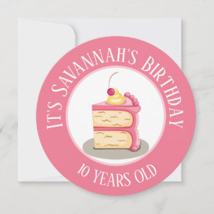 Gelukkige verjaardag, stuk roze Cake Circle Kaart