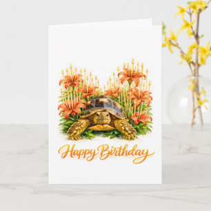 Gelukkige verjaardag Sulcata-schildpad met oranje Kaart