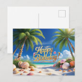 Gelukkige verjaardag Sumer Tropisch strand  Briefkaart (Voorkant / Achterkant)