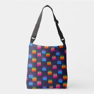 Gelukkige verjaardag, taart met kaarsen, crossbody tas