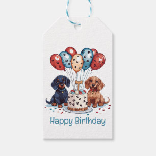 Gelukkige Verjaardag Teckel Honden Cadeaulabel