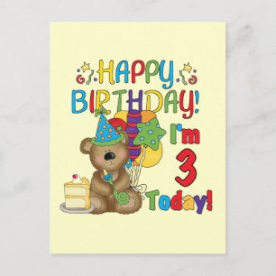 Gelukkige Verjaardag Teddy Bear 3e Tshirts en gesc Briefkaart