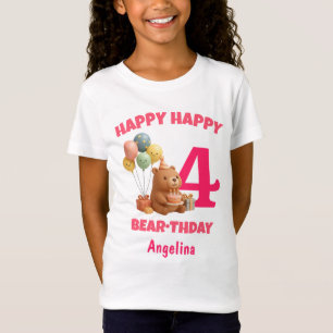 GELUKKIGE VERJAARDAG Teddybeer 4e verjaardag T-shirt