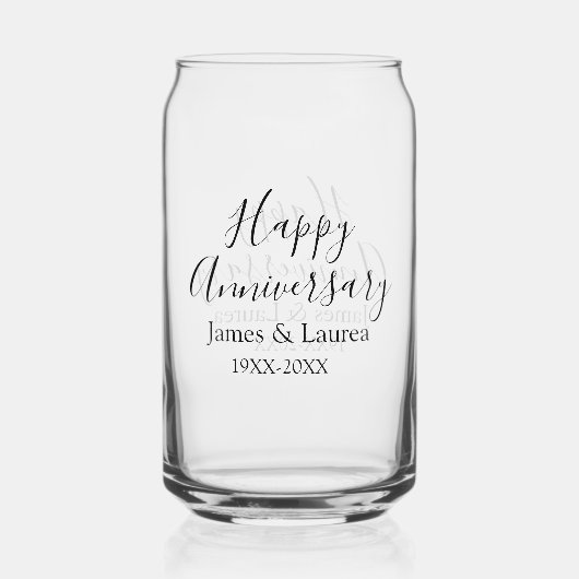 Gelukkige verjaardag trouwnaam datum jaar eenvoudi blikvorm glas (Achterkant)