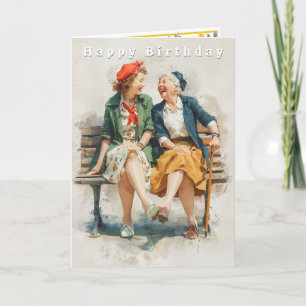 Gelukkige verjaardag twee grappige lachende dames kaart