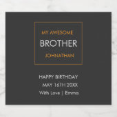 Gelukkige Verjaardag, Typografie Zwart, Wit en Sin Sparkling Wijnetiket (Enkel label)