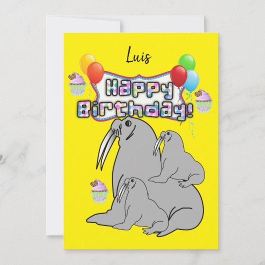 Gelukkige Verjaardag Uitnodiging Seal Balloons (Voorkant)