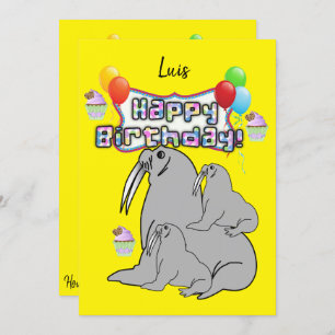 Gelukkige Verjaardag Uitnodiging Seal Balloons