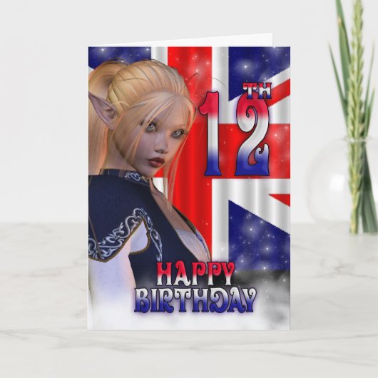 Gelukkige Verjaardag Union Jack, Elf Kaart (Voorkant)