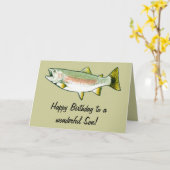 Gelukkige verjaardag van de zoon: Rainbow Trout Kaart (Gele Bloem)