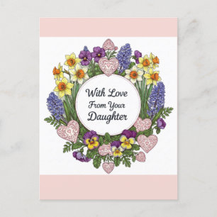 Gelukkige verjaardag van dochter bloemenkrans briefkaart